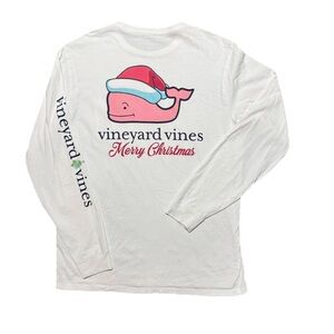 Vineyard Vines Christmas Whale Santa Hat Long Sleeve T-Shirt Men's Med Gorpcore